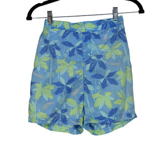 Columbia PFG Blue Swim Trunks Boys Medium 10 12 Elastic Mesh Fish Reels Squid